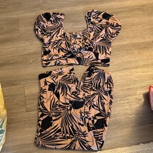 Wild Fable Pink and Black Tropical Print Set